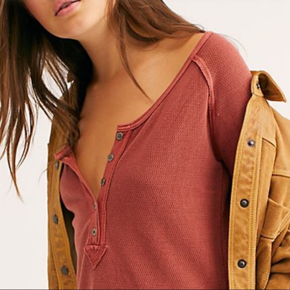 Free People Waffle Henley